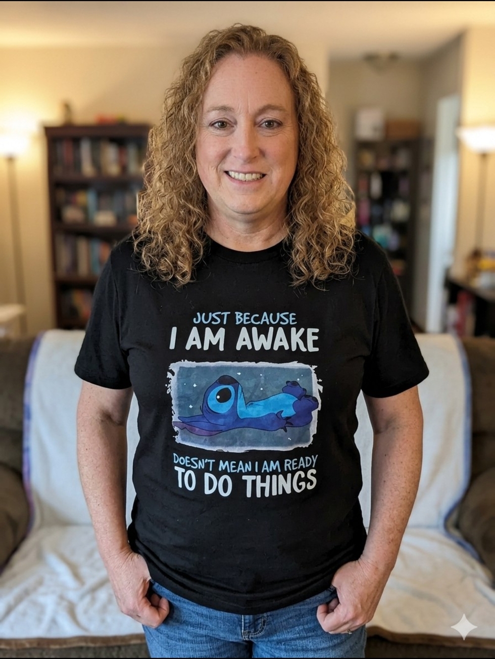 Disney Lilo & Stitch Awake Graphic Tee Black M NWOT